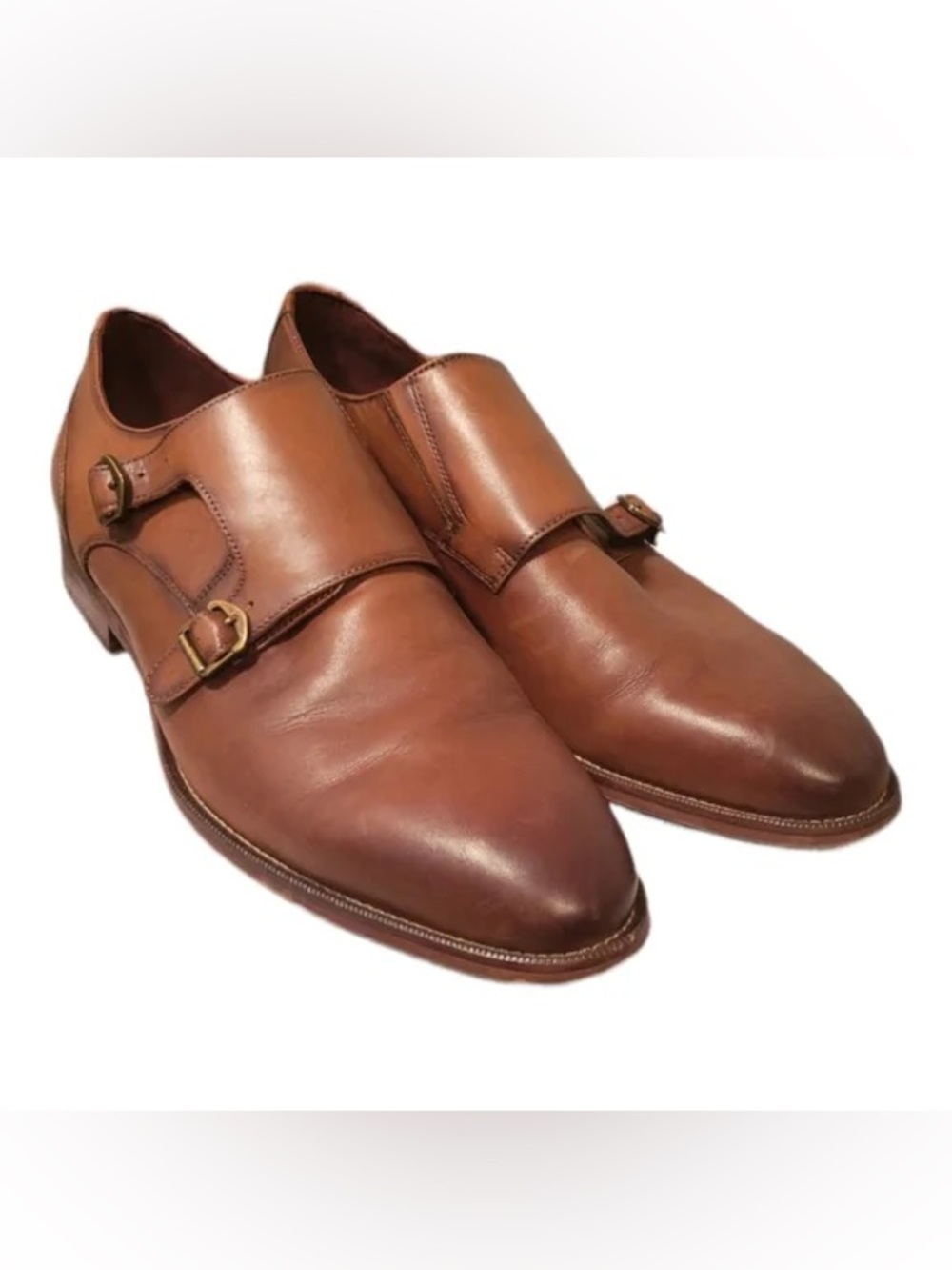 Ashton Grey Men's Double Monk Strap Leather Dress Shoes - Brown Size 12